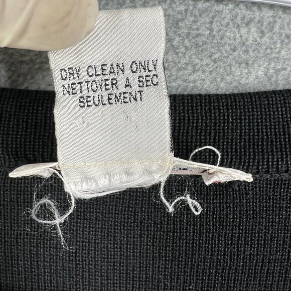 Talbots Womens XL Black Wool Cardigan Gold Embroidery Italy Made Button Up Artsy - Picture 12 of 16